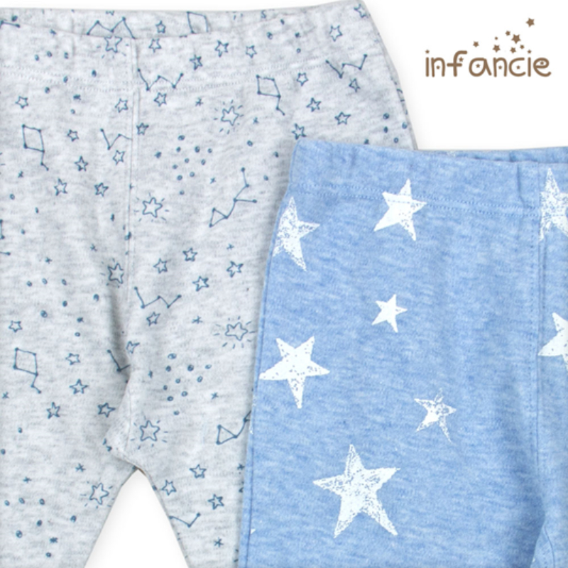 Infancie Baby Pants Set of 2 Pcs (100% Cotton) Grey/Blue